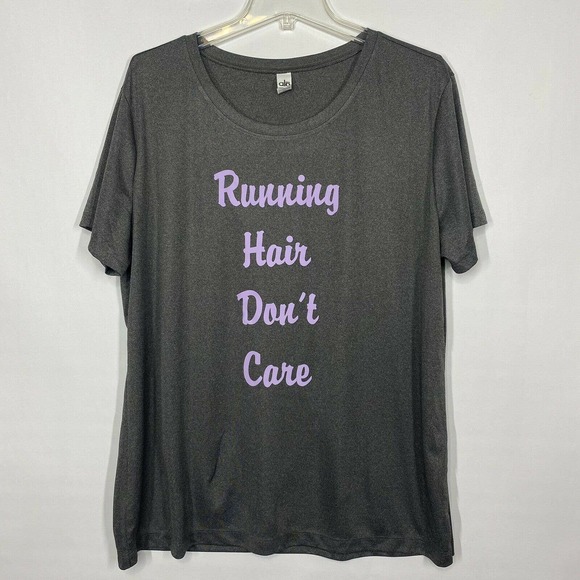ALO Tops - ALO Womens Tee Shirt 2XL Plus Gray Short Sleeve Running Hair Don't Care Summer